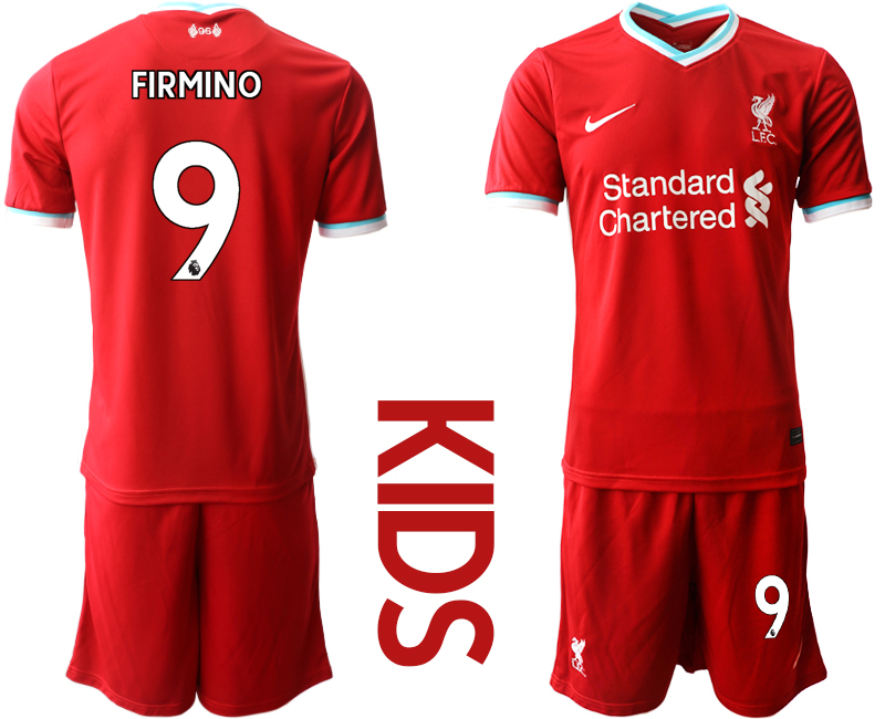 Youth 2020-2021 club Liverpool home #9 red Soccer Jerseys